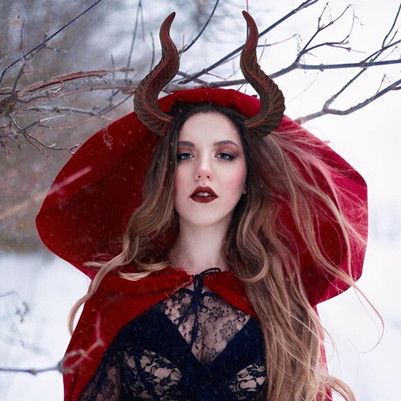 Gothic Red Demon Horns Headband Plastic Halloween Cosplay Accessories - Picture 4 of 7